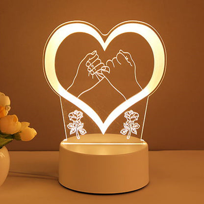 Lampe 3D en acrylique USB LED, veilleuse, panneau néon, décoration pour la maison, décoration de chambre, cadeaux pour les fêtes