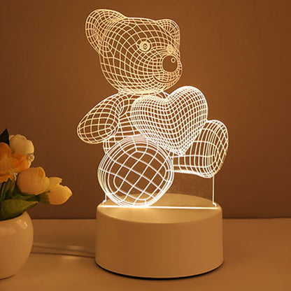 Lampe 3D en acrylique USB LED, veilleuse, panneau néon, décoration pour la maison, décoration de chambre, cadeaux pour les fêtes