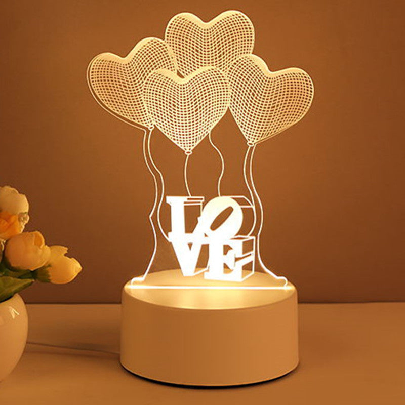 Lampe 3D en acrylique USB LED, veilleuse, panneau néon, décoration pour la maison, décoration de chambre, cadeaux pour les fêtes