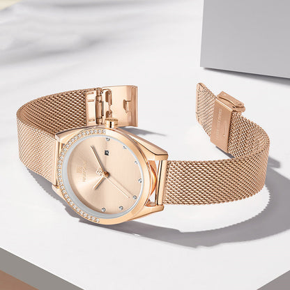 Montre à quartz pour femme avec calendrier étanche