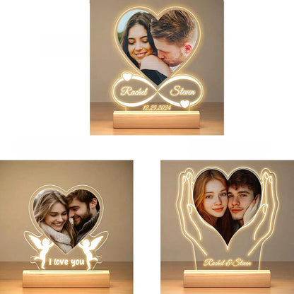 Cadeaux personnalisés pour les grandes occasions Lampe personnalisée avec photo et texte Veilleuse Femmes Hommes Couples Cadeaux d'anniversaire de mariage