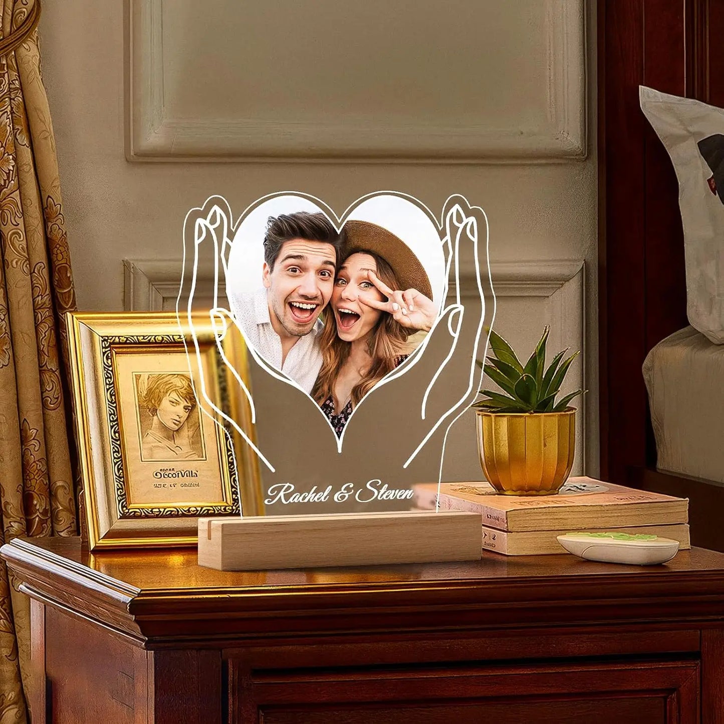 Cadeaux personnalisés pour les grandes occasions Lampe personnalisée avec photo et texte Veilleuse Femmes Hommes Couples Cadeaux d'anniversaire de mariage