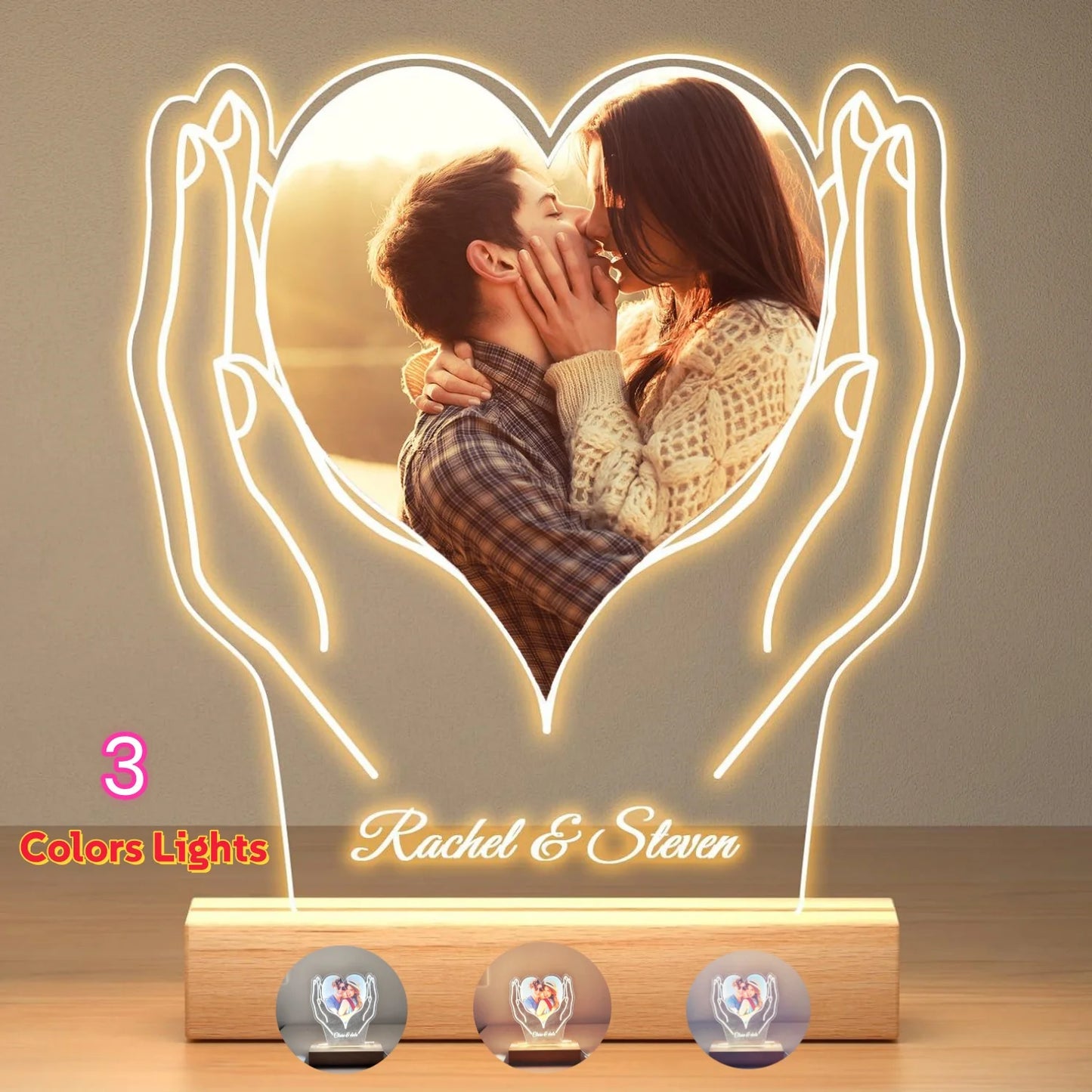 Cadeaux personnalisés pour les grandes occasions Lampe personnalisée avec photo et texte Veilleuse Femmes Hommes Couples Cadeaux d'anniversaire de mariage